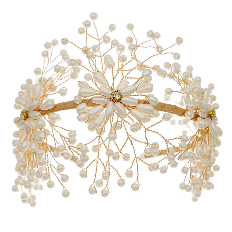 Pearl Rhinestones Hairband for Women Bride Wedding Headband