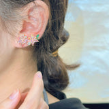 Pink Diamond Cherry Blossom Ear Bone Clip 925 Stamp Flower Zircon Earring