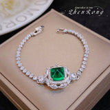 Lab Sapphire Sugar Tower Silver Tennis Bracelets For Women