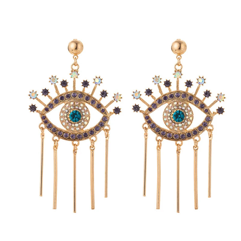 Evil Eye Statement Drop Earrings Tassel Dangle Earring Jewelry