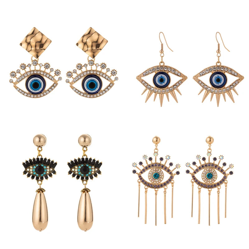 Evil Eye Statement Drop Earrings Tassel Dangle Earring Jewelry