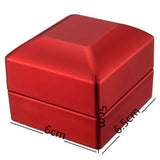 LED Light Ring Leather Box Engagement Wedding Rings Case Red