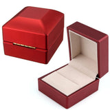 LED Light Ring Leather Box Engagement Wedding Rings Case Red