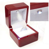 LED Light Ring Leather Box Engagement Wedding Rings Case Red