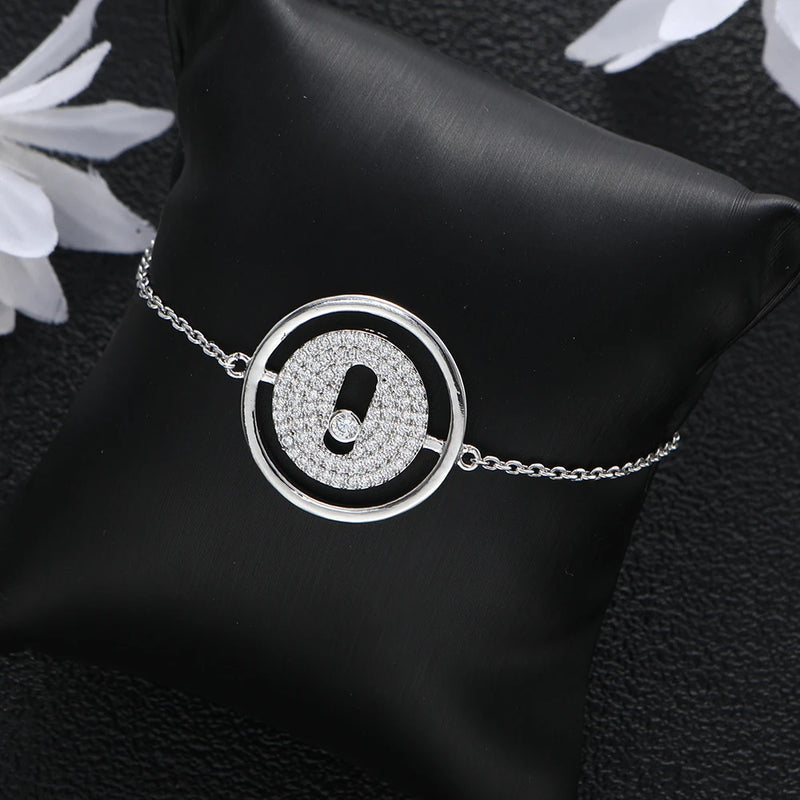 CZ Bohemian Round Link Chain Bracelet Wedding Jewelry B085