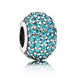 S925 Silver Pave Open Heart CZ Charms for Bracelet