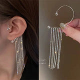 Zircon Rhinestone Tassel Ear Clip Cuff