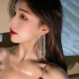 Zircon Rhinestone Tassel Ear Clip Cuff