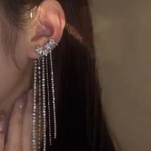 Zircon Star Butterfly Tassel Ear Clip Party Jewelry