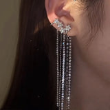 Zircon Star Butterfly Tassel Ear Clip Party Jewelry