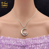 Moon Necklace Rose Zircon Pendant Long Choker Necklace