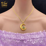 Moon Necklace Rose Zircon Pendant Long Choker Necklace