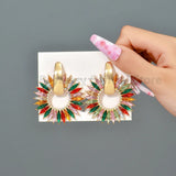 Sun Crystal Stud Earrings Vintage Jewelry Accessories For Women