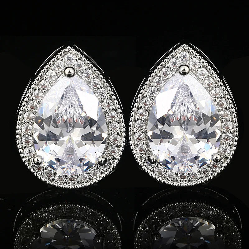 Water Drop Zircon Cufflinks Crystal Rhinestone French Shirts Cuff Links Wedding