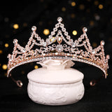 Pink Crystal Rhinestone Pearl Crown Bride Tiara Queen Tiara Hair Accessories