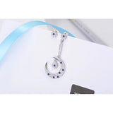 Zircon Moon Star Earrings 925 Sterling Silver Jewelry