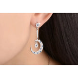 Zircon Moon Star Earrings 925 Sterling Silver Jewelry