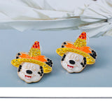 Colorful Magic Hat Mouse Earrings Boho Statement Stud Earring Gift