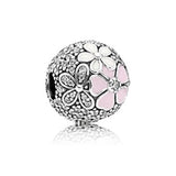 Magnolia Series 100% S925 Sterling Silver Flower Pink Charm Clip Pendant Orchid