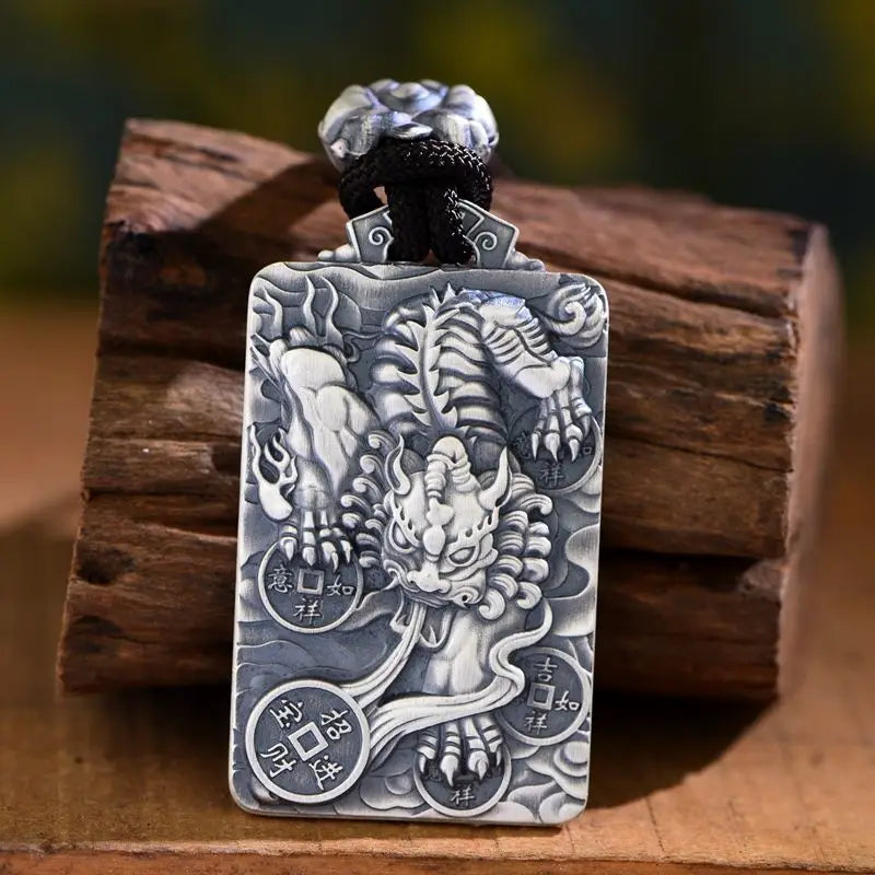 Male Domineering Lucky Dragon Guan Gong Lucky Pixiu Transfer Pendant Necklace