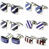 Classic Enamel Square Stripes Flower Cufflinks Top Shirt Cufflinks