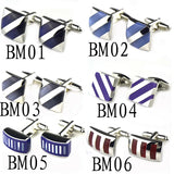 Classic Enamel Square Stripes Flower Cufflinks Top Shirt Cufflinks