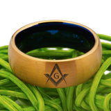 Men's Tungsten Masonic Ring Classic 8mm Compass Square Wedding Anniversary Gift