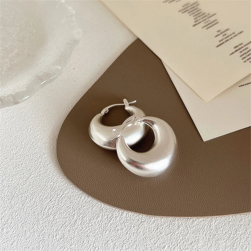 Silver Geometric Heart Pearl Earrings, Gift for Women Girls