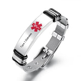 Personalized Medical Alert Bracelet DIY Engraving ICE Band for Men