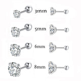 Zircon Tragus Cartilage Stud Earrings Titanium Steel Crystal