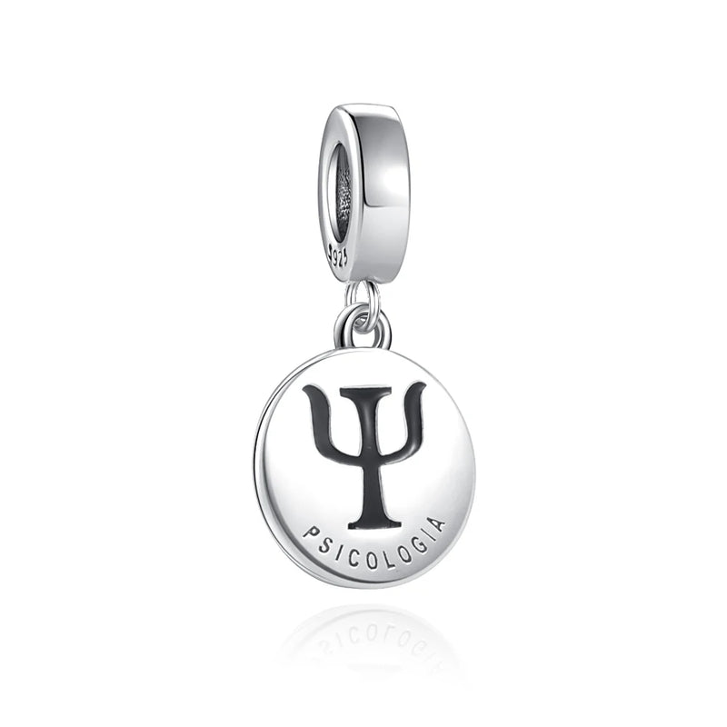 Psychology Pendant DIY Bead Charm Silver Bracelet For Women