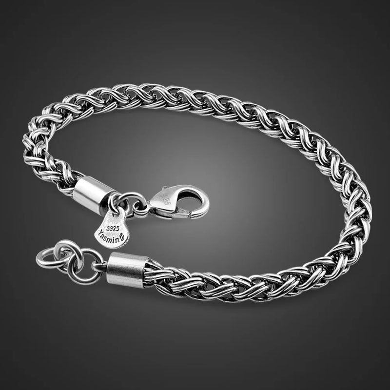 Vintage 925 Silver Bracelet 7.5inches 3.5MM Thai Silver Jewelry