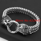 Stainless Steel Chain Bracelet Lion Heads Clasp Bangle