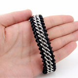 Men Leather Bracelet Stainless Steel Clasp Charm Bangle Punk Accessories