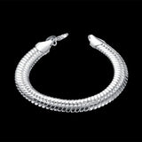 Men's 925 Silver Snake Bone Bracelet Hip Hop Jewelry Gift