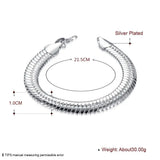 Men's 925 Silver Snake Bone Bracelet Hip Hop Jewelry Gift