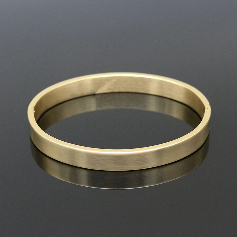 Men Stainless Steel Round Bangle & Bracelet Matte Charm Jewelry