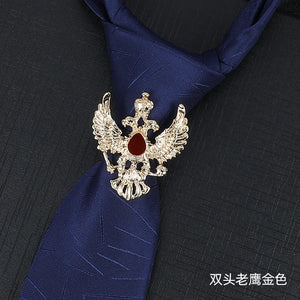 Men Tie Buckle Hoop Rings Metal Crystal Rhinestone Clip Bar Decoration