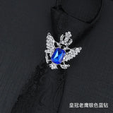 Men Tie Buckle Hoop Rings Metal Crystal Rhinestone Clip Bar Decoration