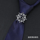 Men Tie Buckle Hoop Rings Metal Crystal Rhinestone Clip Bar Decoration