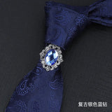 Men Tie Buckle Hoop Rings Metal Crystal Rhinestone Clip Bar Decoration