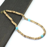 Wooden Choker Collar Necklace for Men with Natural Stone - Boyfriend Gift