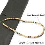 Wooden Choker Collar Necklace for Men with Natural Stone - Boyfriend Gift