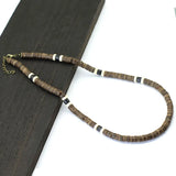 Wooden Choker Collar Necklace for Men with Natural Stone - Boyfriend Gift