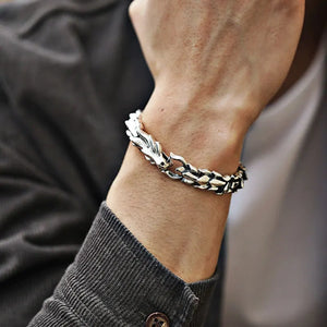 Men's Silver Keel Bracelet Ins Niche Domineering Retro Jewelry