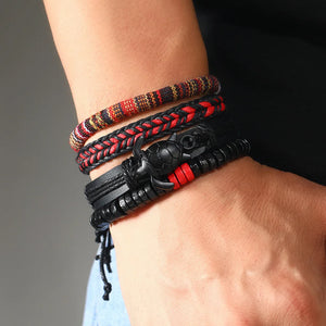 Men's Leather Turtle Bracelet Set