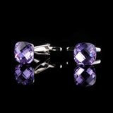 Purple Rhinestone Cufflinks for Men