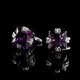 Purple Rhinestone Cufflinks for Men