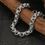Men's Double Dragon Head Bracelet Retro Thai Silver Rock Dragon Chain