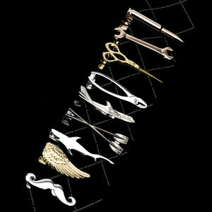 Men's Metal Tie Clip Engraved Fish Airplane Tool Shape Pilot Business Gift